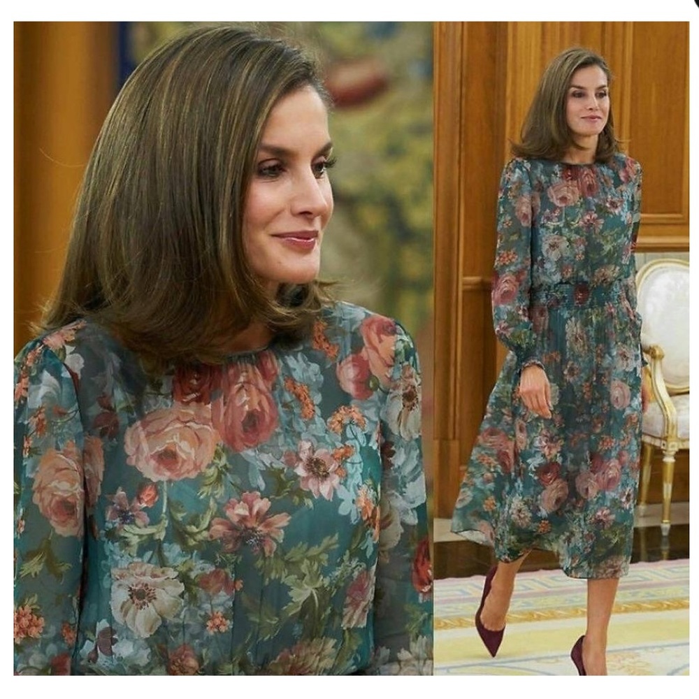 Zara Flora print chiffon dress - Picture 4 of 8